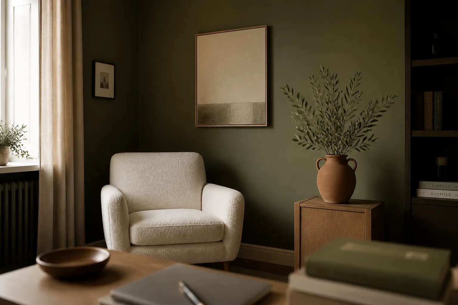 Sala de atendimento com poltrona e ambiente reservado para psicoterapia individual.